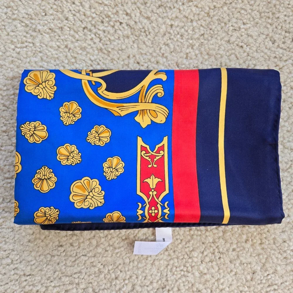 Nautical Silk Scarf Square Ocean Ship Scarf Andre Claude Canova Hand-Rolled